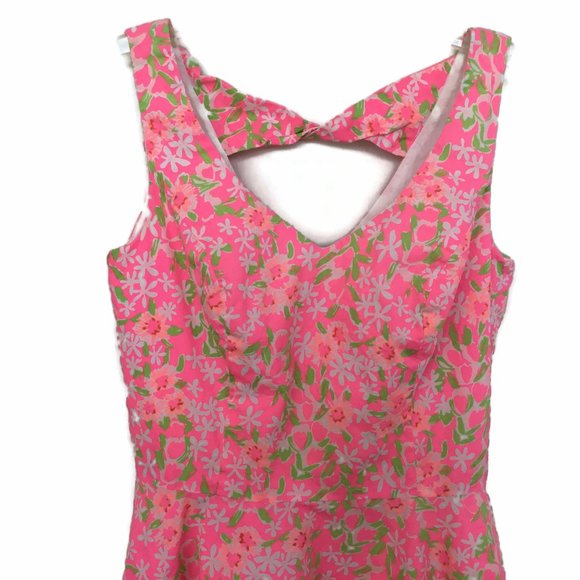 Lilly Pulitzer Dress 2 Freja Fiesta Pink Keyhole Pocket Swing Skirt Retired - Picture 2 of 6